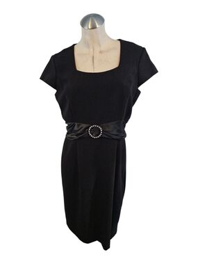 Jolibel Size 12 Cocktail Dress Cap Sleeves Embellished Satin Band